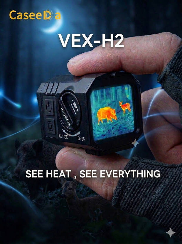Caseeda VEX-H2 Mini Thermal Pistol Scope 256x192 Portable Thermal Imaging Pistol Scope 13mm F0.93 IP67 Durable Thermal Monocular for Hunting